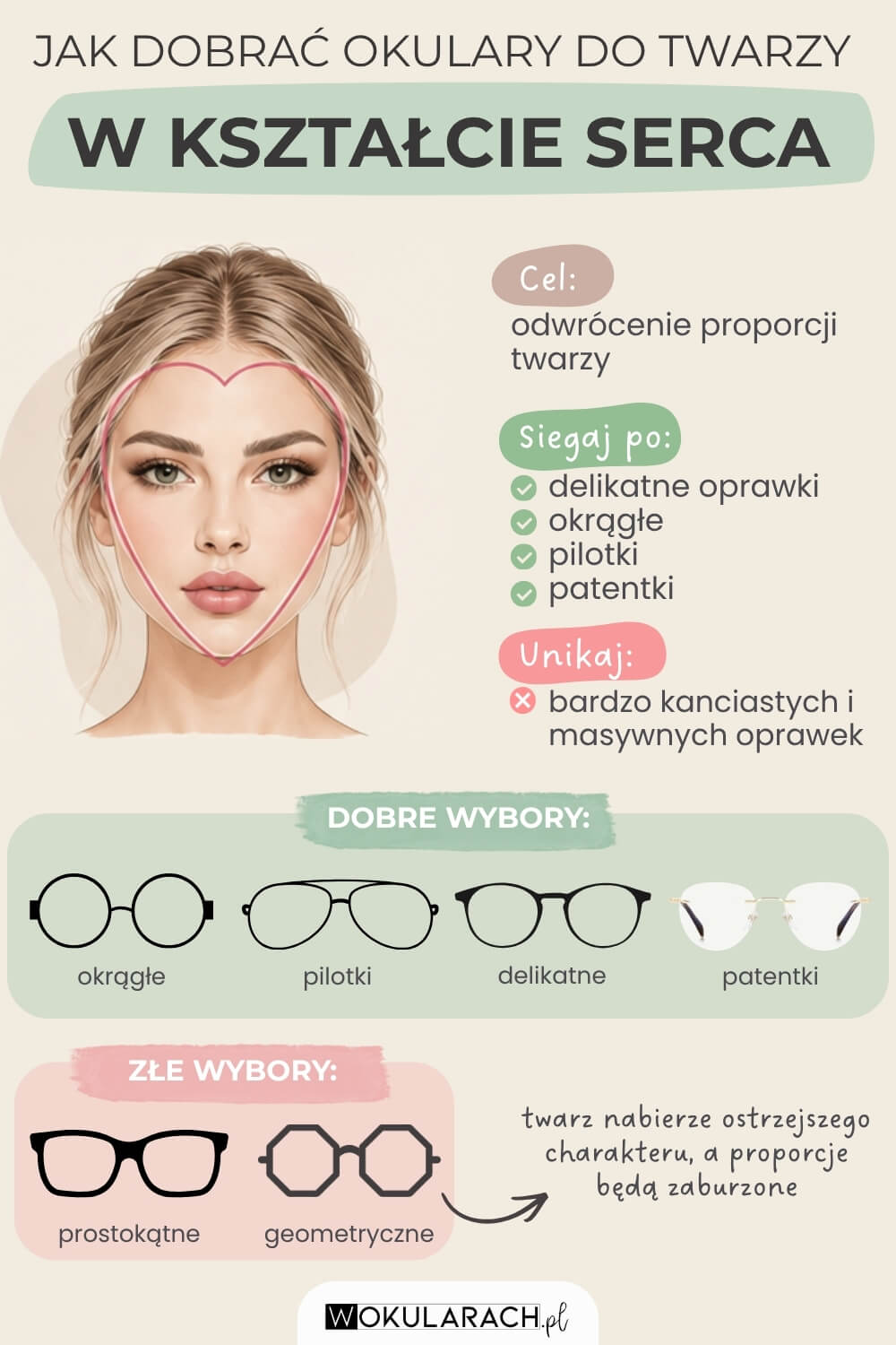 okulary do twarzy w kształcie serca