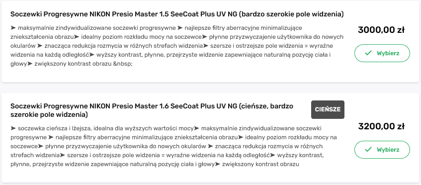 cennik szkła progresywne